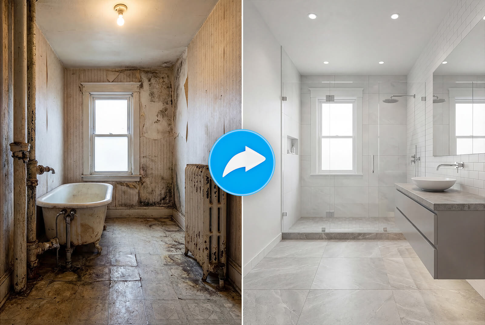 Homeowners during a bathroom renovation project