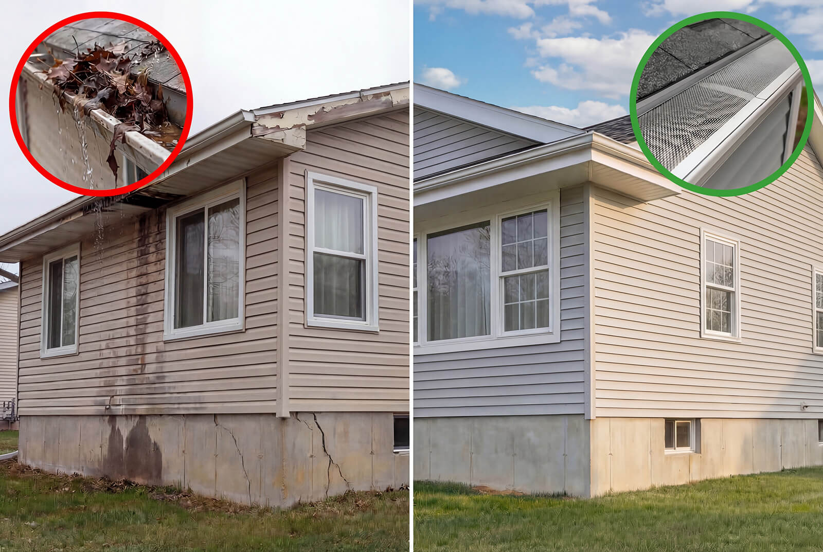 Happy homeowners in front of their house during a home improvement project