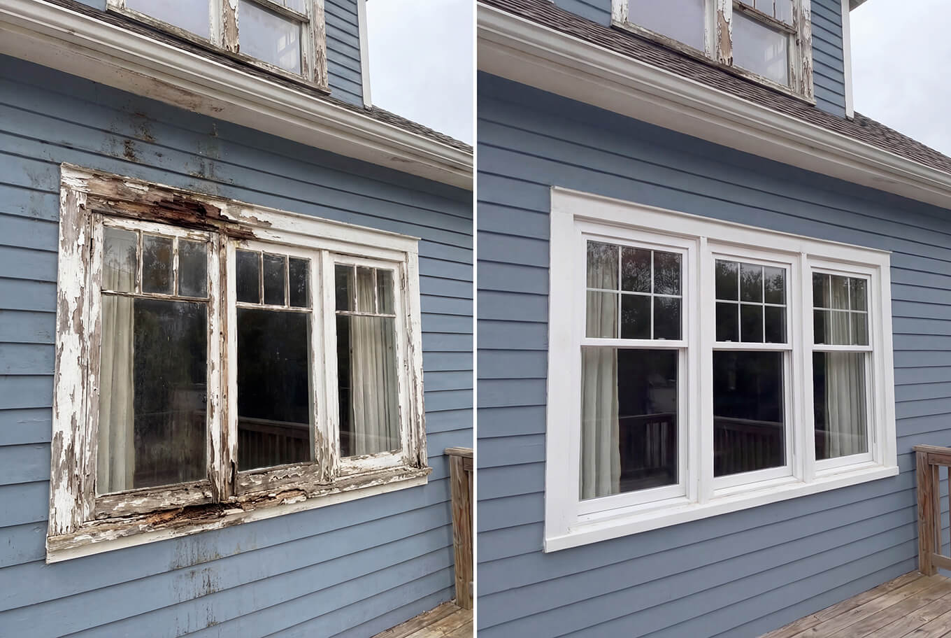 Window installer replacing windows in a home